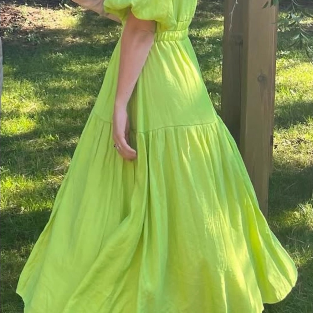 Lime Green Maxi Dress - Side XS US (Billy J dress size 6 Australian)